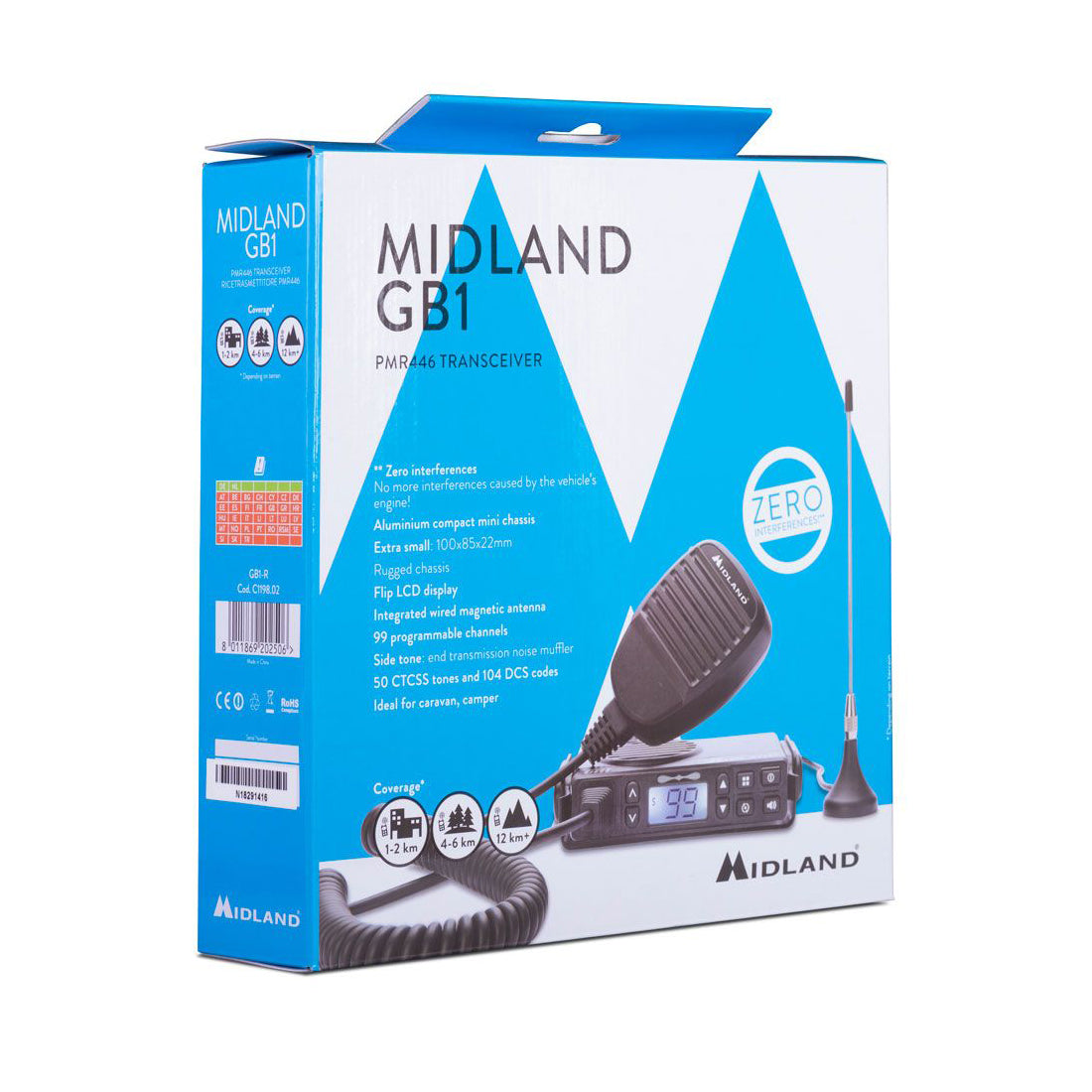 Midland il PMR446 che sembra CB, ricetrasmettitore veicolare, ricetrasmittente con 99 canali e 50 toni
