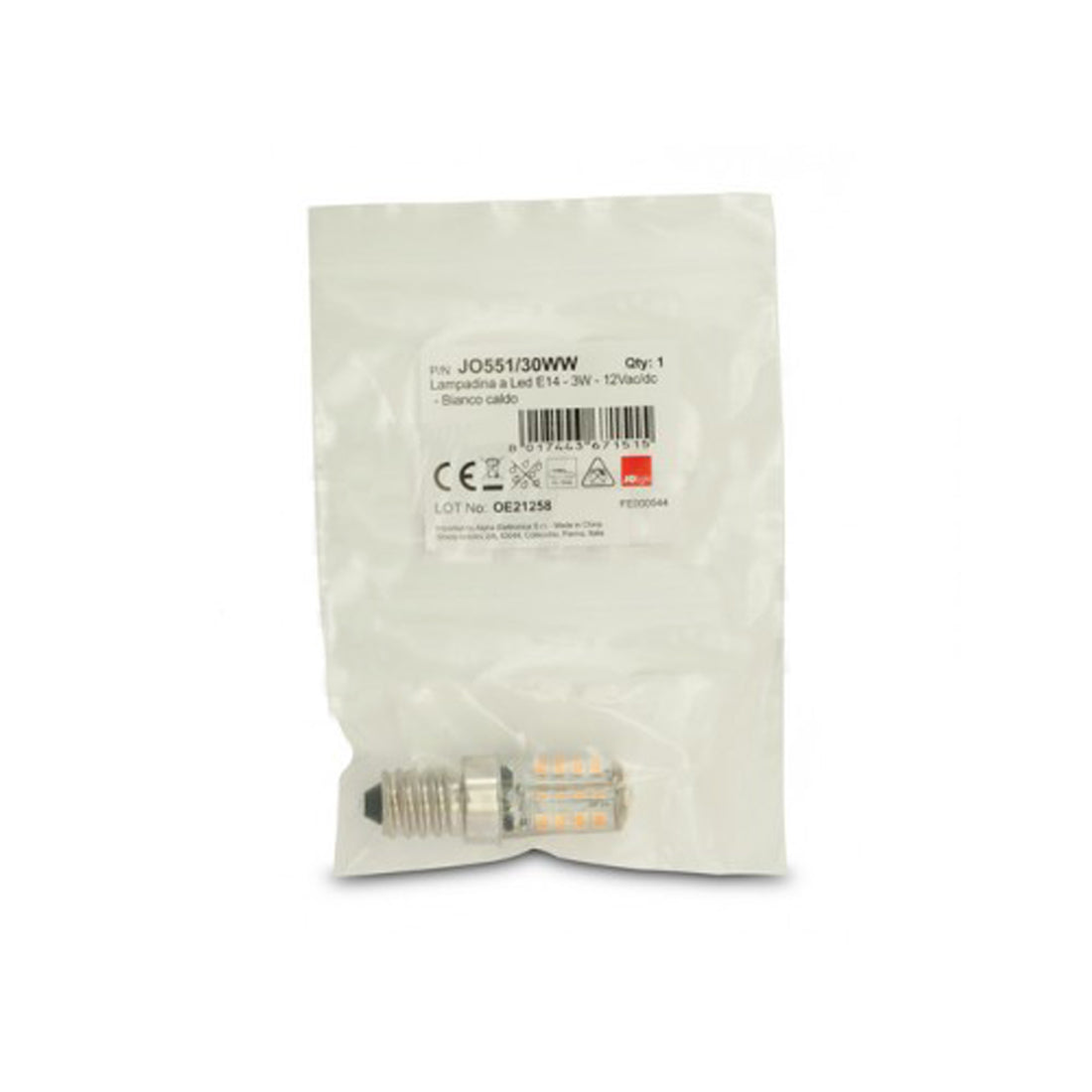 Alpha Elettronica Lampadina a LED, attacco E14, 3W 12Vdc, luce bianca calda 2800K, 17x17 mm