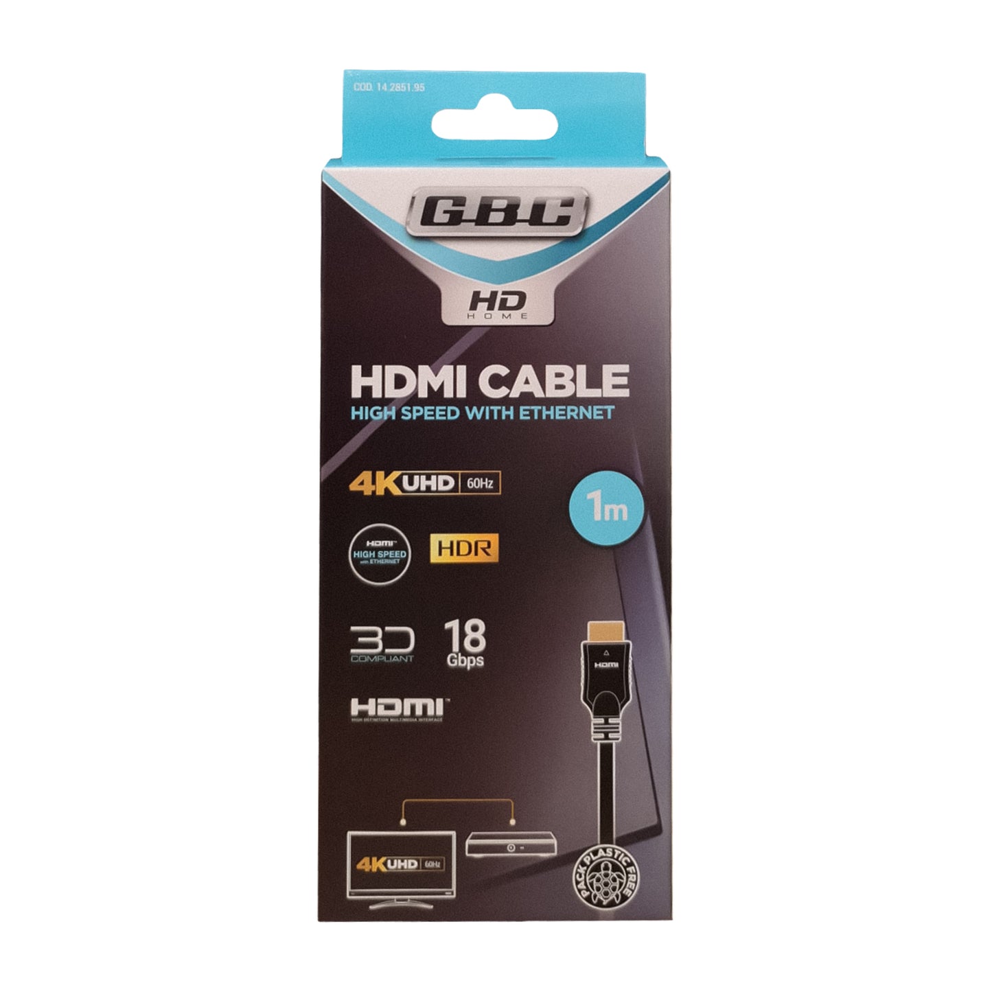 Câble HDMI GBC de 1 mètre, prend en charge 4K UHD à 60 Hz, haut débit 18 Gbit/s avec Ethernet, connecteurs plaqués or