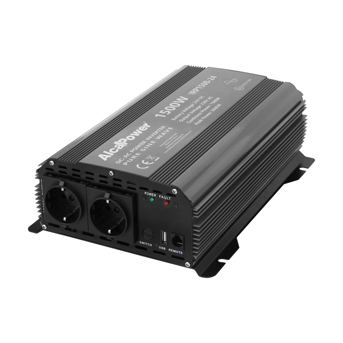 Alcapower Inverter Onda Sinusoidale Pura 1500W Inp. 24V DC Out 230V AC, convertitore di corrente 924215