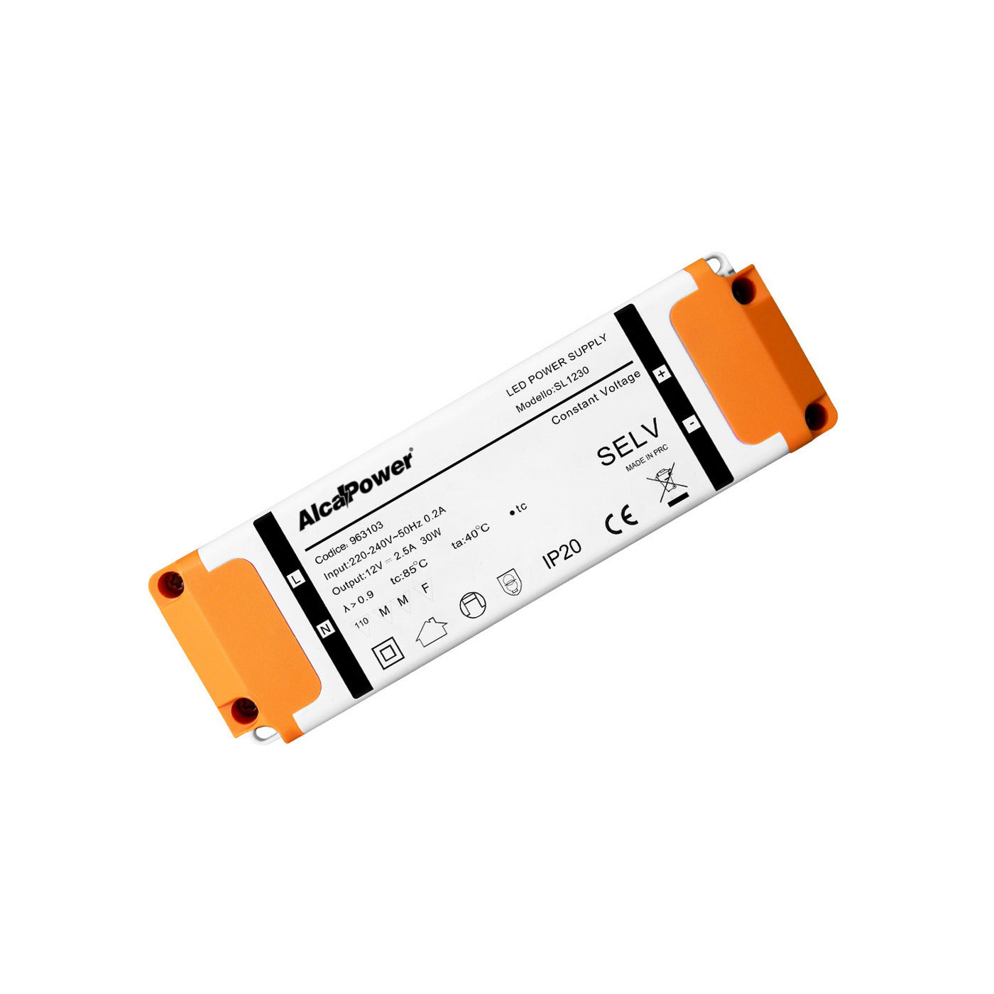 Alcapower Alimentatore Switching IP20 12V 30W 2.5A, alimentatore per illuminotecnica
