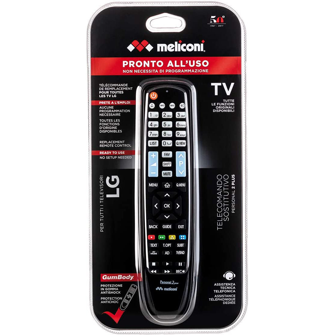 Meliconi telecomando sostitutivo per Tv LG, telecomando pronto all'uso, non richiede programmazione