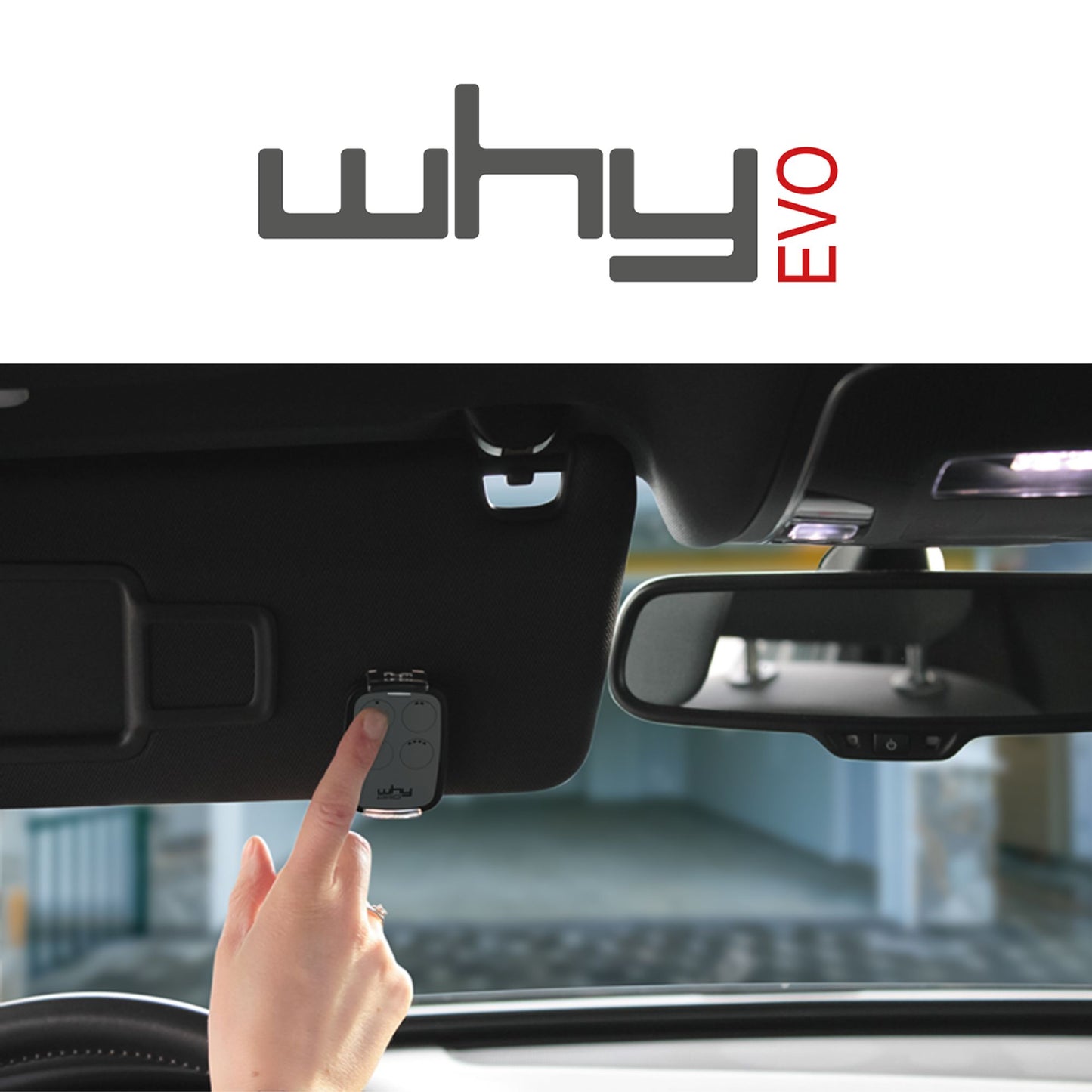 WHY EVO Télécommande multi-fréquences à code tournant de 280 à 868 MHz avec Visor Clip, ouvre-portail programmable à auto-apprentissage, radiocommande large portée à 4 boutons, noir Réglisse Noire