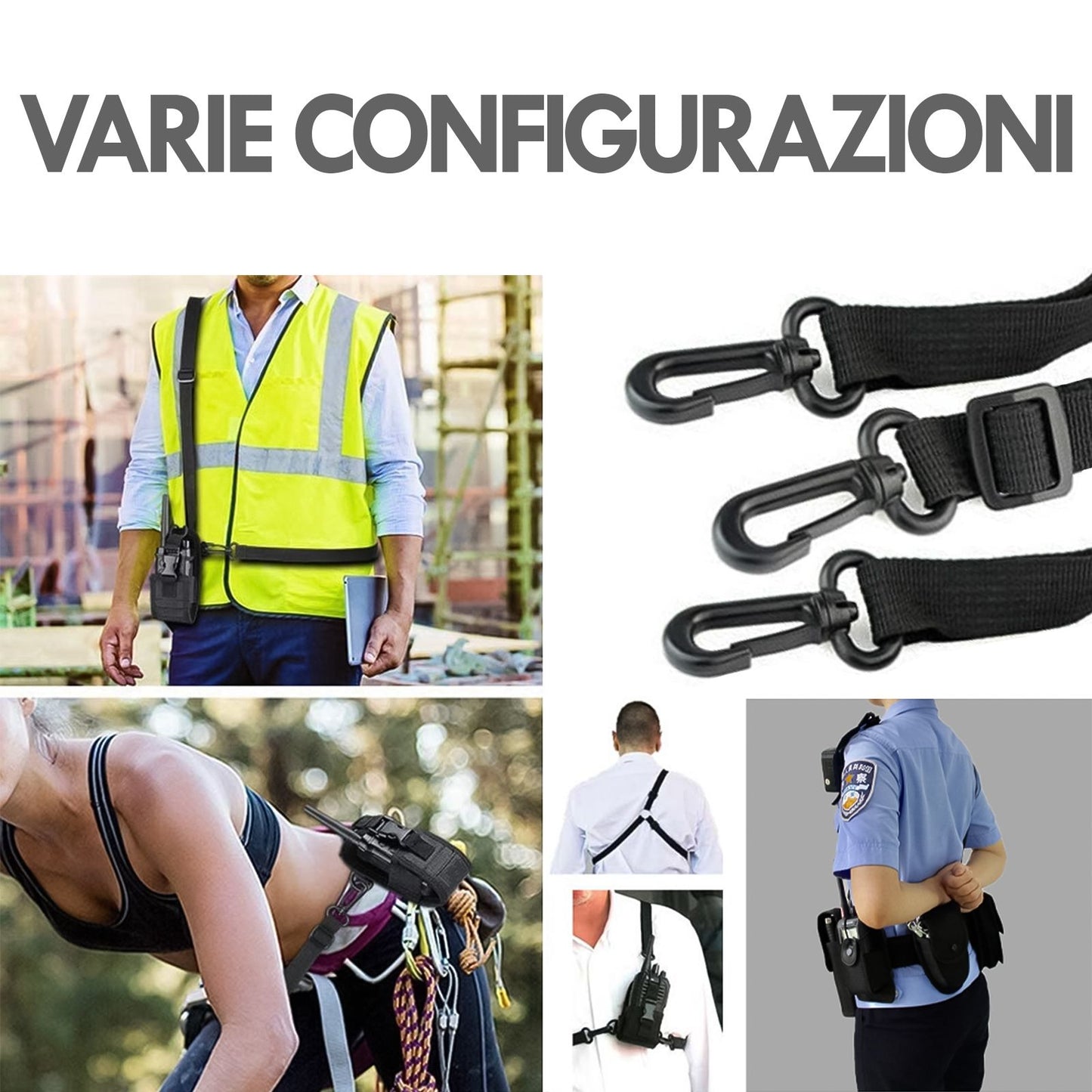 Cordura case for portable two-way radios with 3-point attachment and strap for attachment to belt, shoulder strap, chest, shoulder or belt