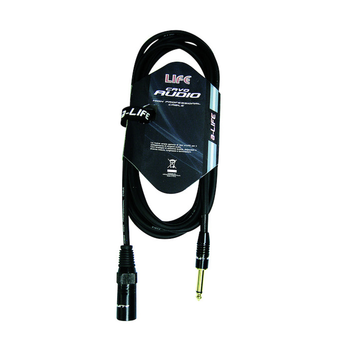 Life Cavo audio spina Jack 6.3 mm mono e spina Cannon, cavo per microfono, cavo XLR 1.5 metri
