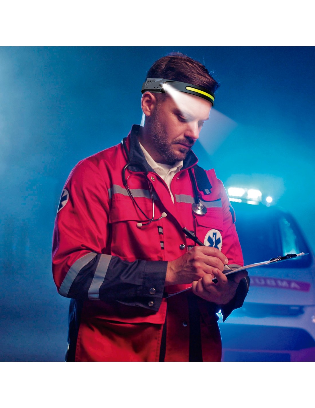 Velamp Rechargeable Headlamp, LED Head Torch, Motion Sensor Head Torch, 350lm, 5 Intensity Levels, USB Cable