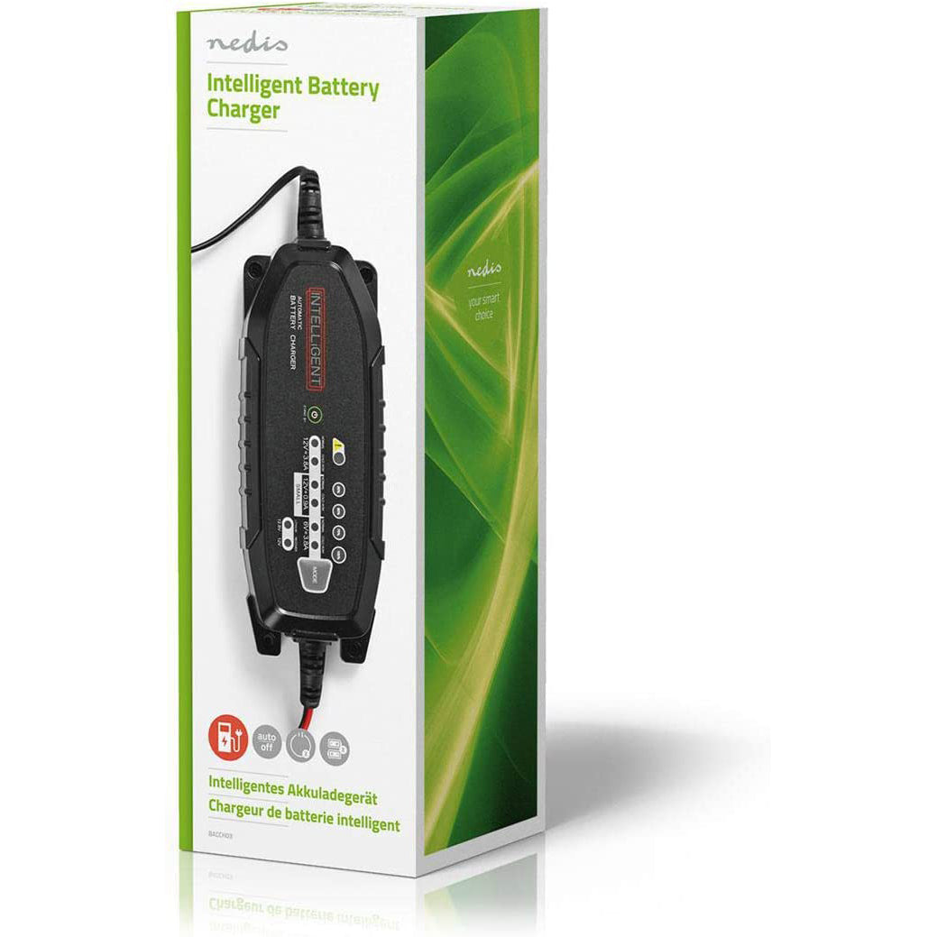 Nedis 8-Step 3.8A 6V/12V Intelligent Vehicle Charger with Continuous Current Control, Lead-Acid Charger