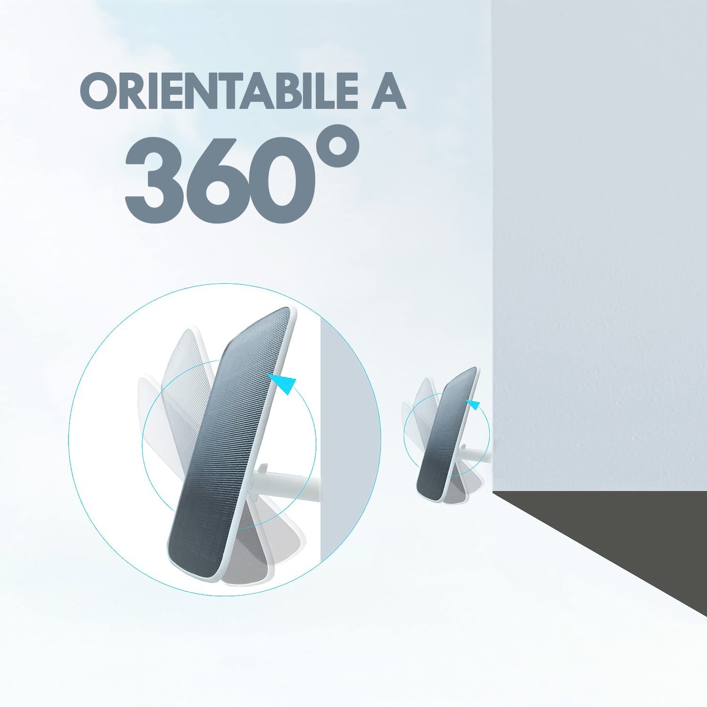 Ezviz pannello solare ad alta efficienza fino a 4.2W di potenza con cavo da 4 metri, impermeabile e resistente alle intemperie, dimensioni ridotte