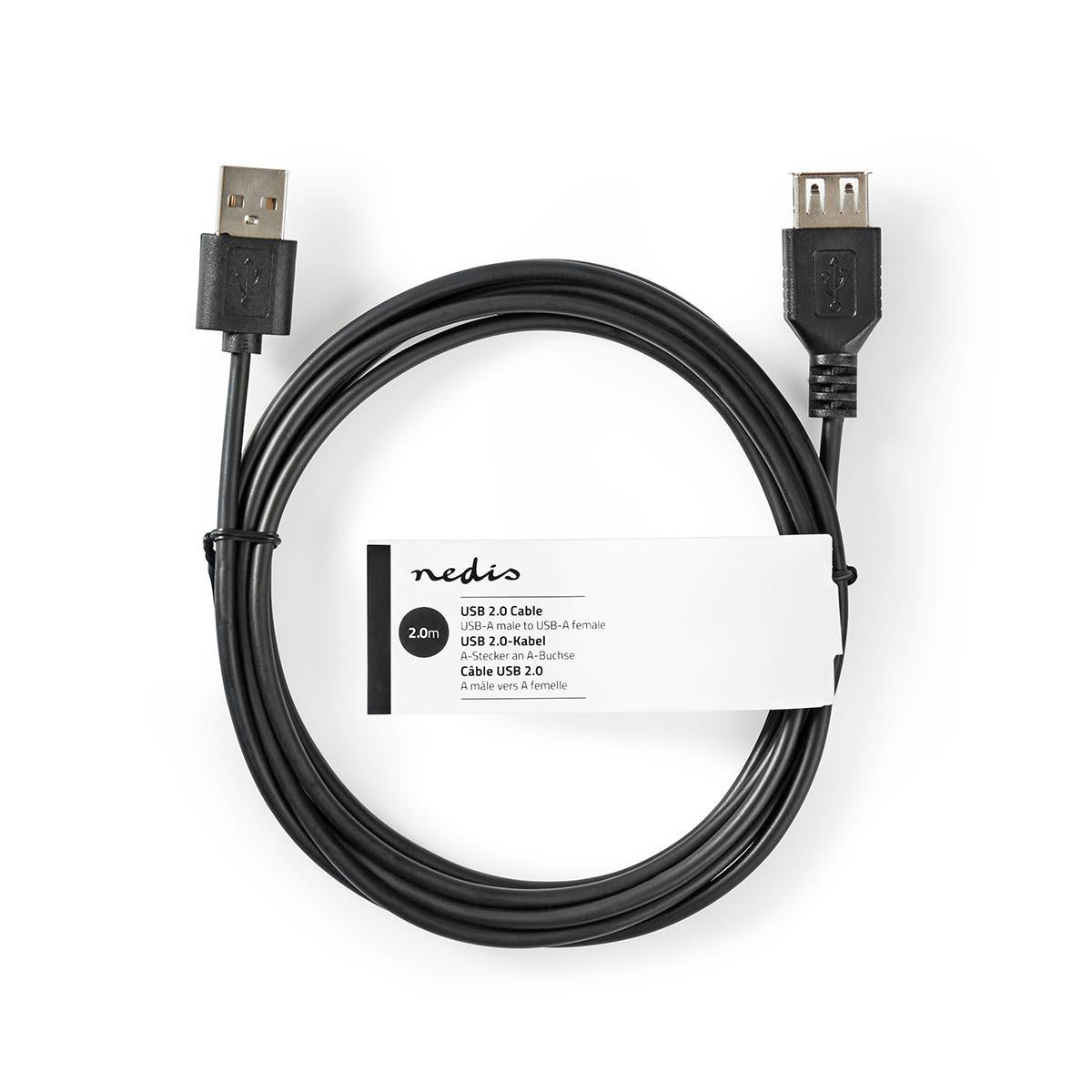 NEDIS Cavo USB, cavo USB 2.0, cavo maschio femmina, velocità 480 Mbps, placcato Nickel