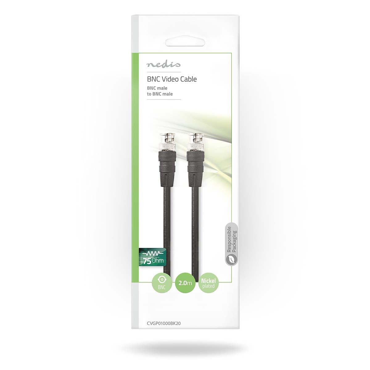 NEDIS BNC video cable male to male, BNC video cable length 2 meters