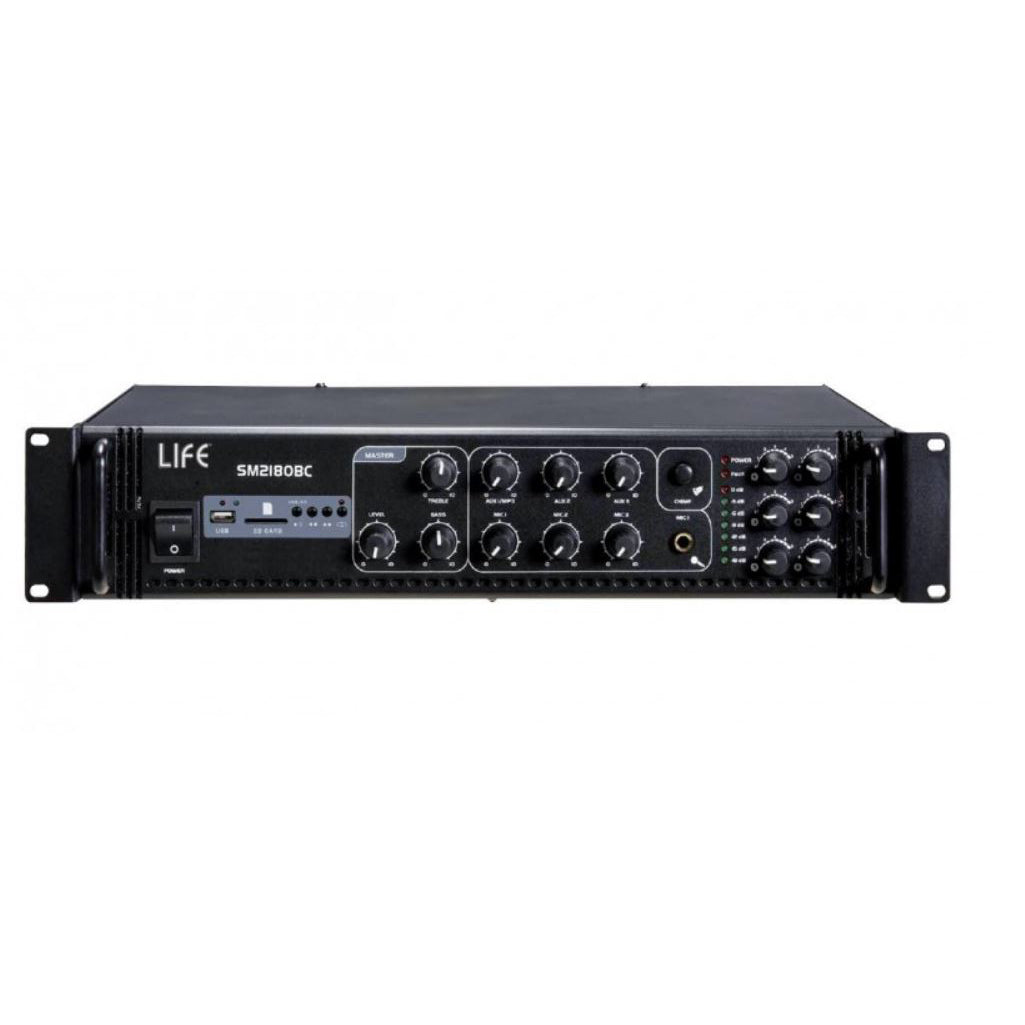 Amplificateur GBC Professional 180 W, amplificateur audio 6 zones, amplificateur audio MP3 avec fonction prioritaire