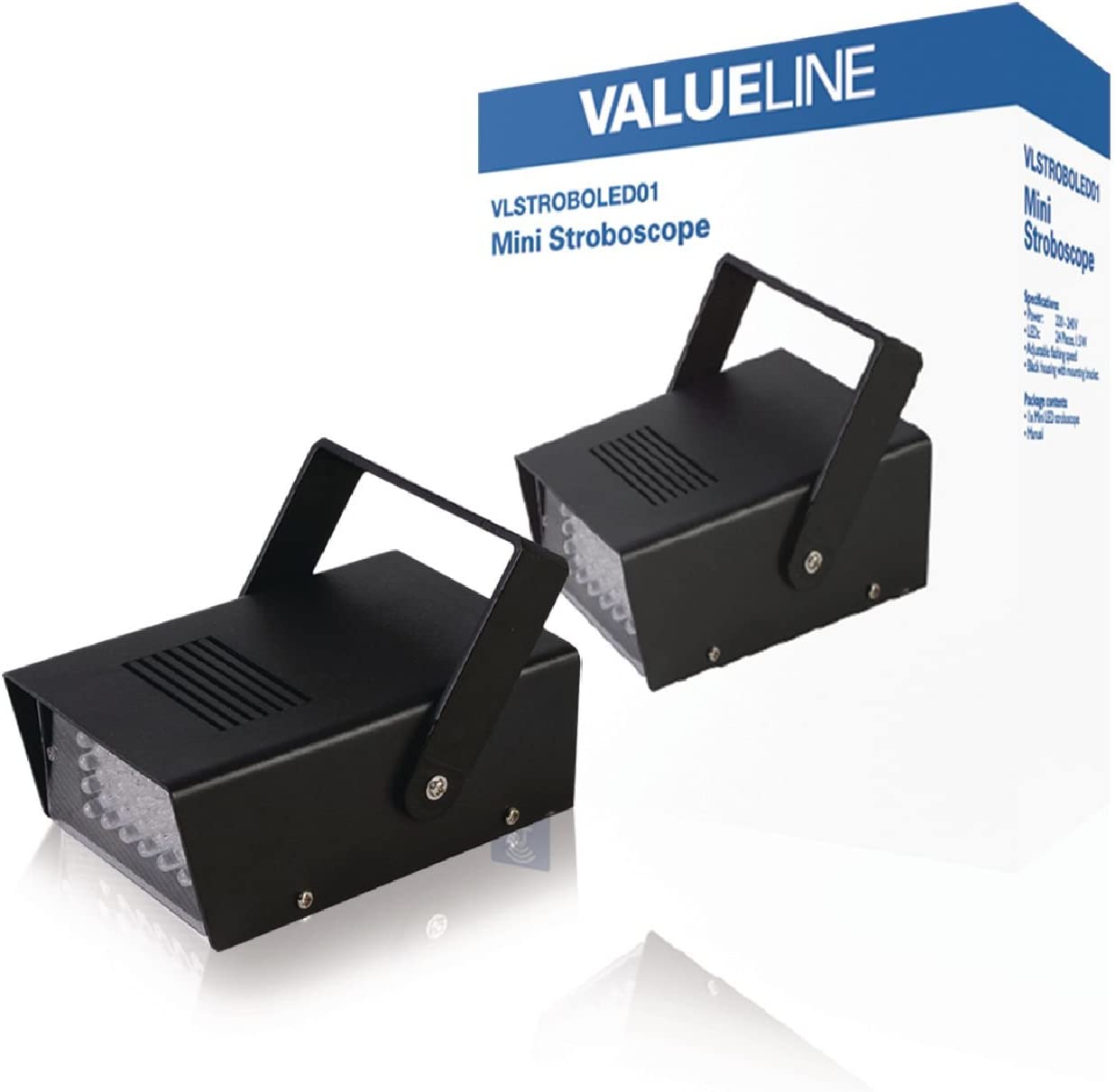 Valueline LED Stroboscope 0.46W, mini stroboscopic lamp with 24 white LEDs and flashes per second adjustment