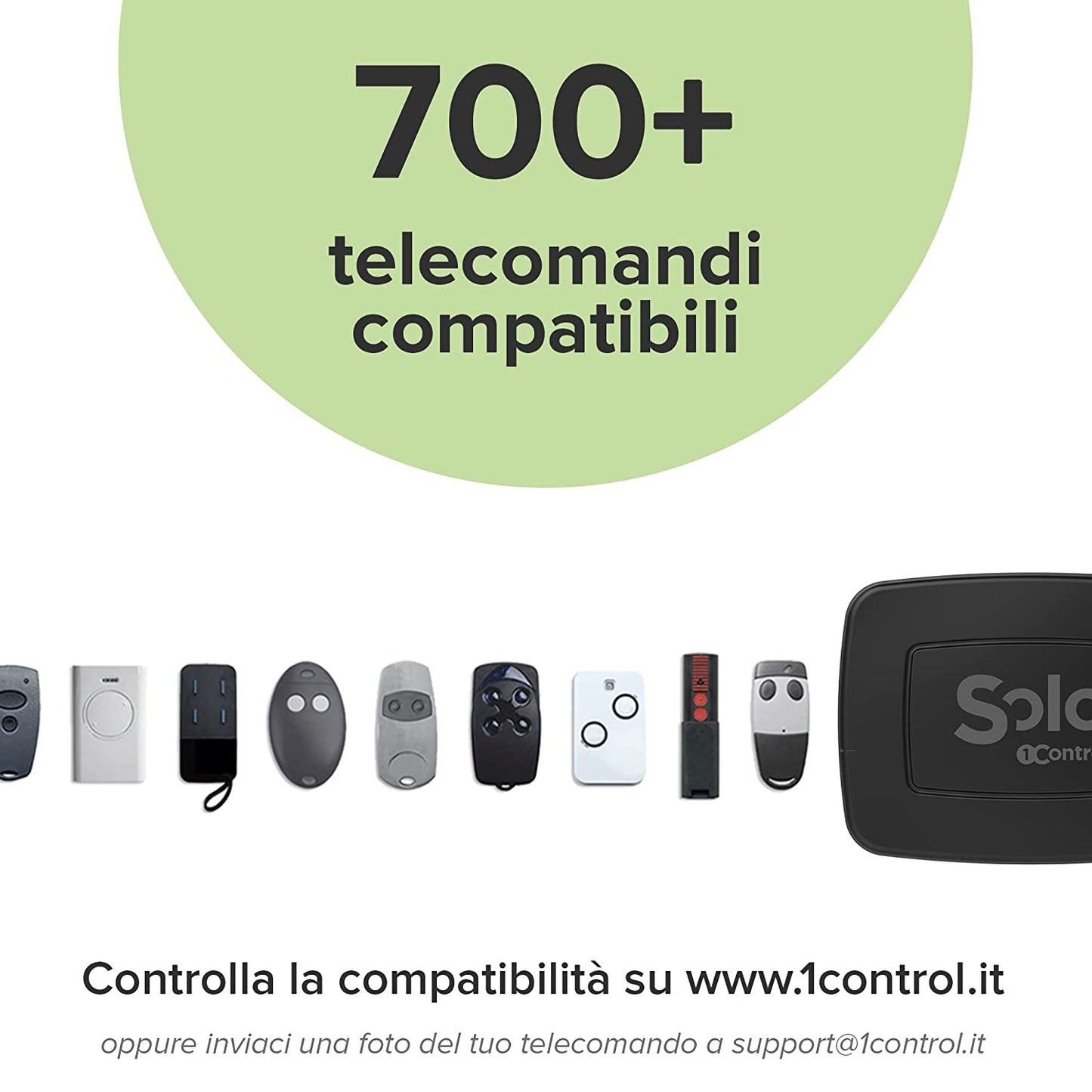 1Control SOLO 2 GEN, Apricancello Bluetooth senza Fili per Telefono/Smartphone per Aprire Cancelli e Porte Garage Controllati da Telecomando, x4 Cancelli e fino a 10 Utenti, Nero, Made in Italy
