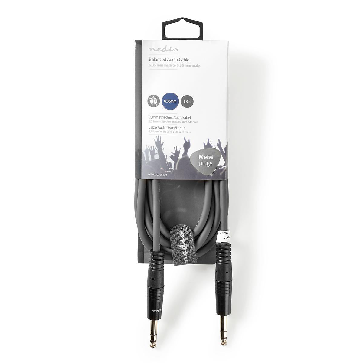 NEDIS Cavo audio stereo Jack maschio 6.35 mm, cavo di prolunga stereo da 6,35 mm con connettori placcati Nickel