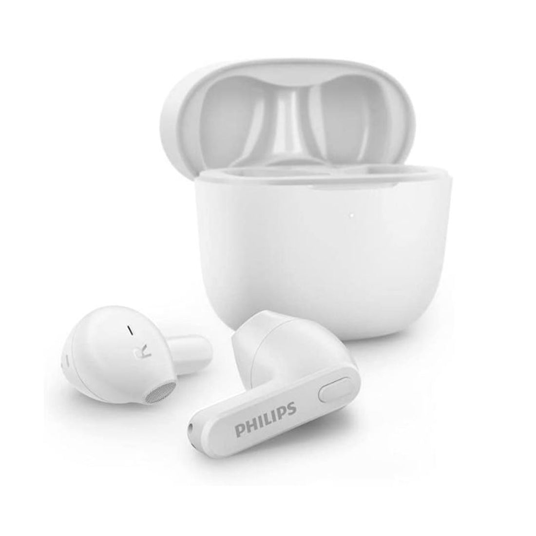 Philips Écouteurs intra-auriculaires sans fil, étui de chargement fin, résistant à l'eau, Bluetooth, autonomie de 18 heures, microphone intégré blanc