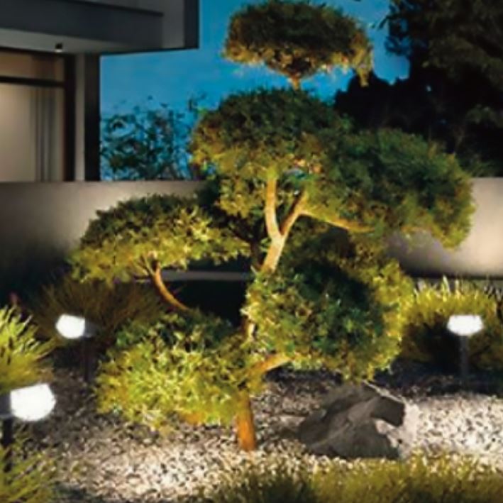 REXER Spotlight with solar charging, step marker spotlight, garden spotlight with twilight sensor, natural light LED spotlight