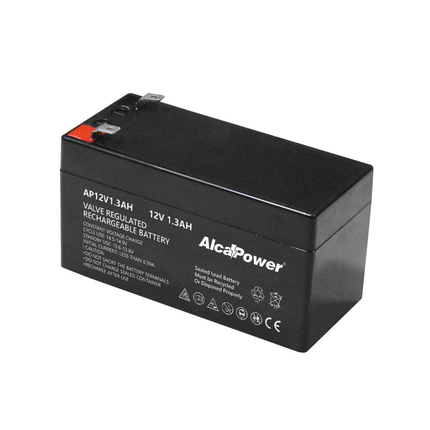 Batterie Alcapower 1,3Ah, batterie rechargeable hermétique, 12V, 98x51x45 mm