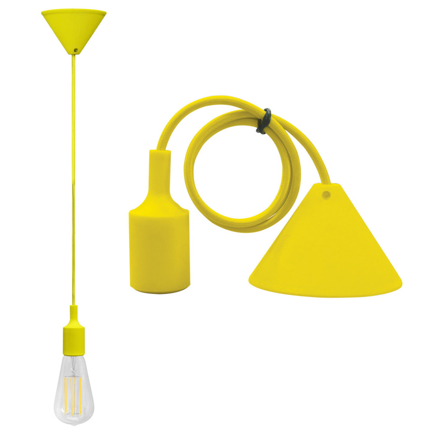 Alcapower Pendente Soffitto con cavo e portalampada E27, lampadario vari colori, 60W, 1 metro