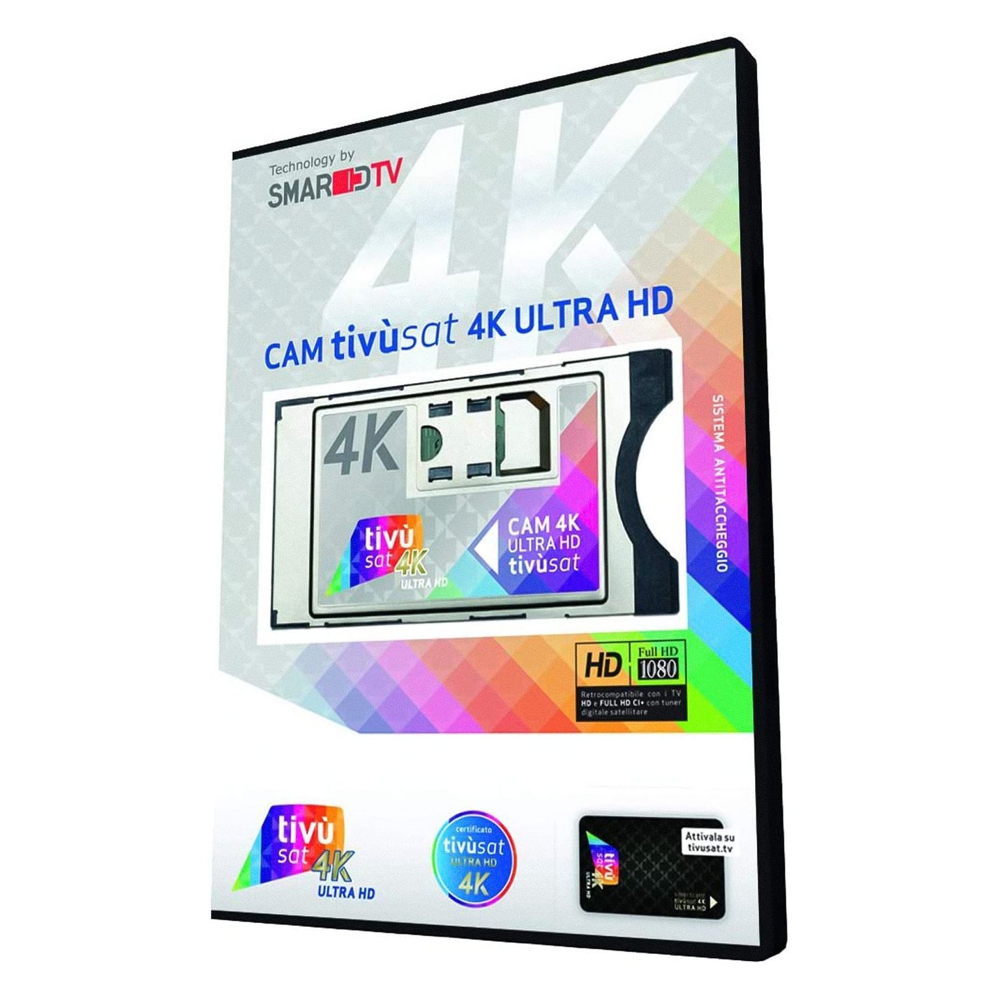 Digiquest Cam Tivùsat 4K Ultra HD, module CAM avec carte à puce Tivùsat sans abonnement mensuel, qualité satellite