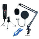AudioDesign Pro Microfono professionale da tavolo a condensatore USB con treppiede e supporto a compasso, spugna microfonica antivento e schermo pop inclusi, scheda audio integratra