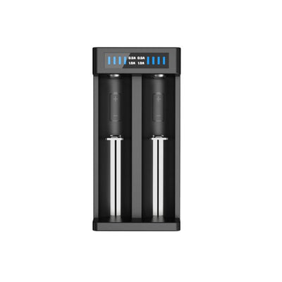 GBC Carica Batterie, compatibile con pile Li-Ion, caricabatterie pile ricaricabili, caricabatterie per pile con display LCD e 2 slot