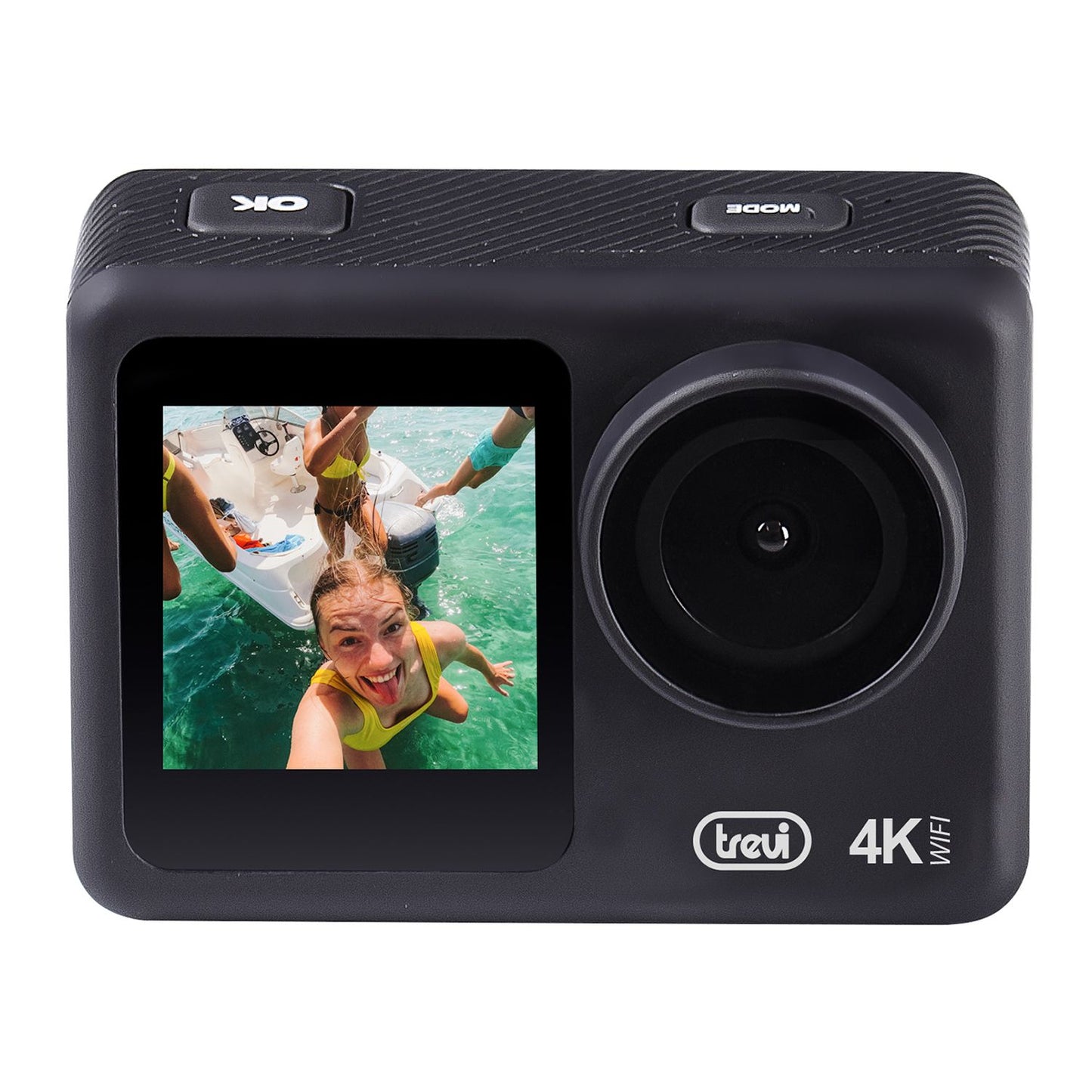 Trevi GO 2550 Videocamera Action Cam 4K Sport Camera Wi-Fi con Custodia Subacquea scafandro impermeabile fino a 30 metri, ripresa 145° doppio display TFT da 2" e frontale 1.33", slow motion 120fps,