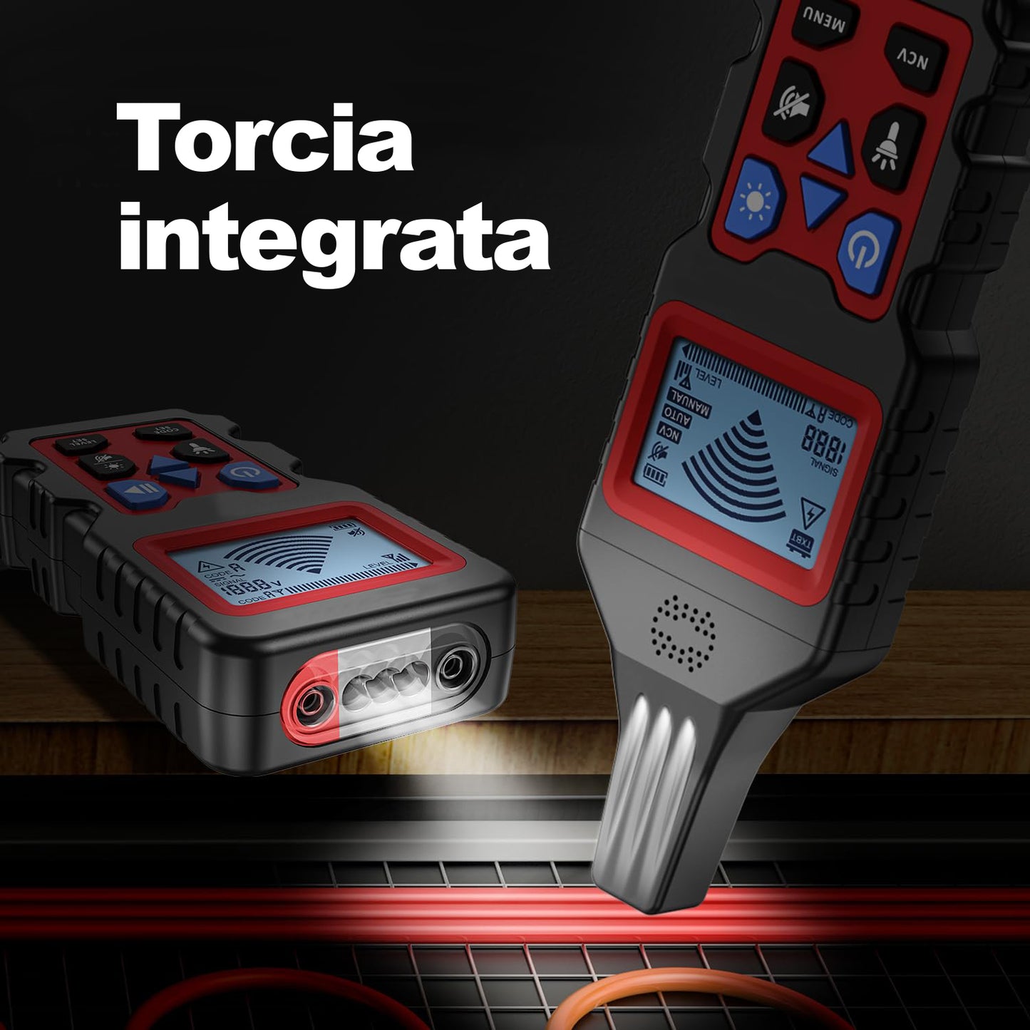 JOIN 98-981 Localizzatore di cavi con display digitale e torcia fino a 2.5m di profondità, Rilevamento sotterraneo di linee elettriche e tubazioni metalliche interrate, rilevatore di prese e cassette