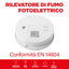 GBC Rilevatore di fumo fotoelettrico certificato a batteria 9V con sirena 85dB allarme luminoso LED e acustico antincendio conforme EN 14604 per B&B Hotel e abitazioni