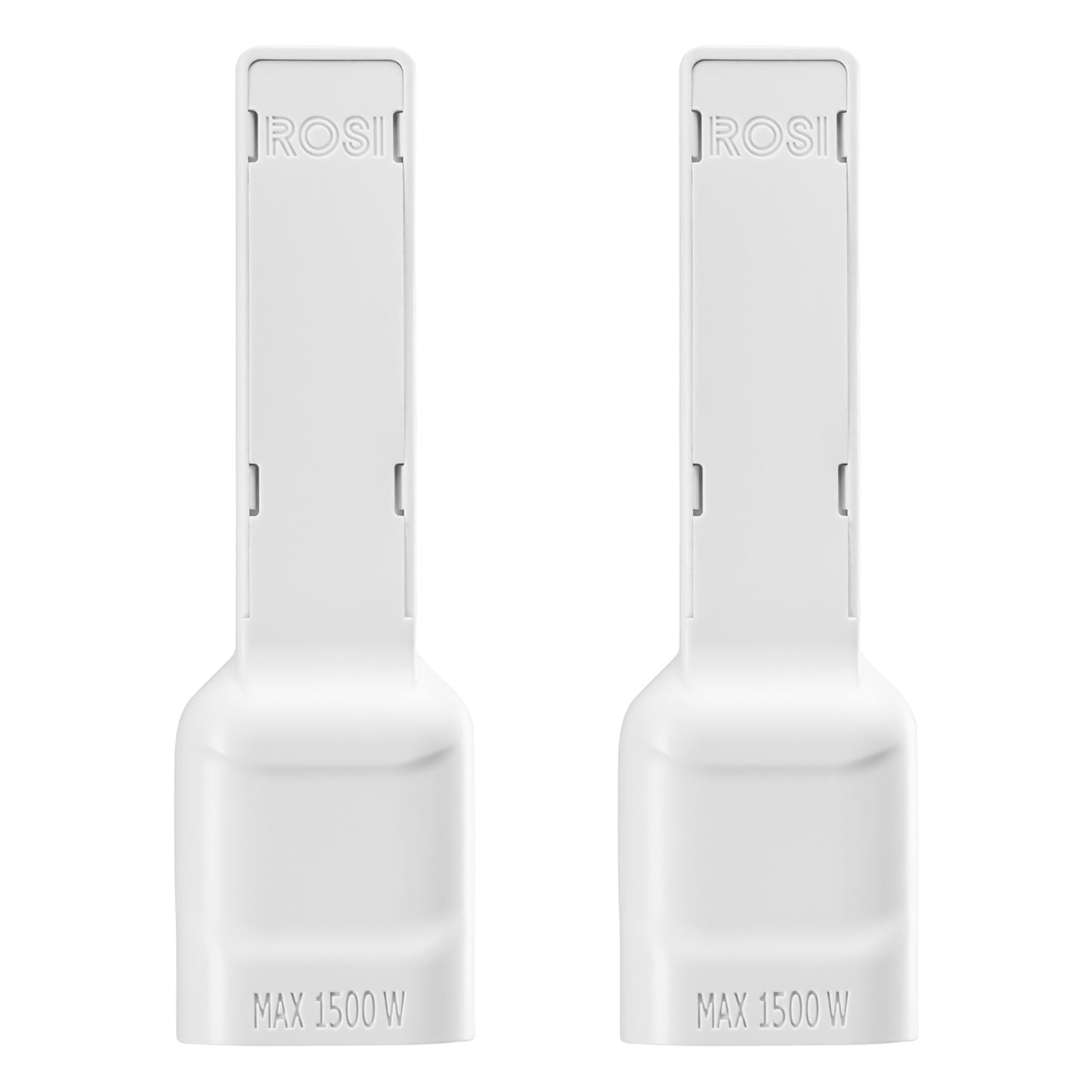 Rosi Emilia Flat Set da 2 Adattatore ultra piatto 90° salva spazio con spina piccola 10A e presa 10A 2P+T, salvaspazio, sporgenza minima, spessore ridotto, ottimizzazione spazio, 1500W max, bianco