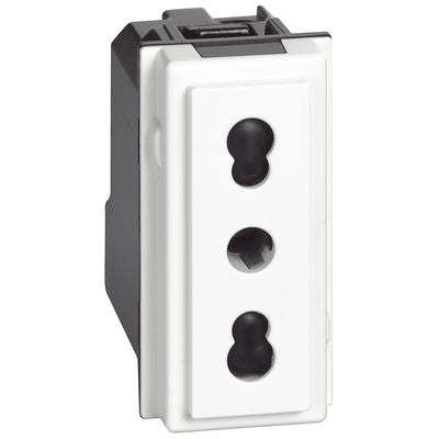 Bticino KW4180 Presa elettrica bipasso 2P+T 10/16A con alveoli protetti e schermati, 1 modulo, serie civile living now, bianco