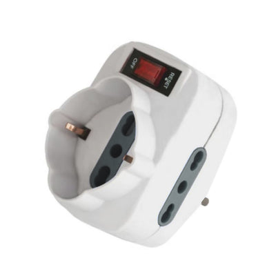 GBC Adattatore tripla presa, doppia presa salvaspazio bipasso 10A 250V, multipresa con 3 uscite
