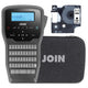 JOIN Kit Etichettatrice portatile a batteria + 1 rotolo, stampante a trasferimento termico 203 dpi, tastiera QWERTY e taglierina, controllo via app Bluetooth, astuccio e cavo di ricarica USB-C inclusi
