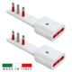 Rosi Emilia Flat Set da 2 Adattatore ultra piatto 90° salva spazio con spina piccola 10A e presa 10A 2P+T, salvaspazio, sporgenza minima, spessore ridotto, ottimizzazione spazio, 1500W max, bianco