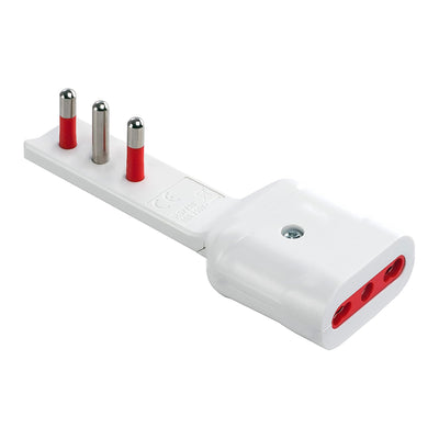 Rosi Emilia Flat Adattatore ultra piatto 90° salva spazio con spina grande 16A e presa 10/16A 2P+T, salvaspazio, sporgenza minima, spessore ridotto, ottimizzazione spazio, 1500W max, bianco