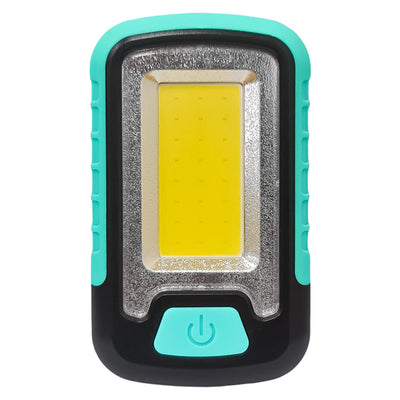 Melchioni Torcia LED COB a batterie 3x AAA, 90 Lumen, lampada ad alta luminosità 2W con gancio e magnete, interruttore frontale