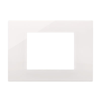 Alpha Elettronica Placca 3 moduli bianca, Placca 3 moduli per supporto, placchetta interruttore luce, Serie Astra