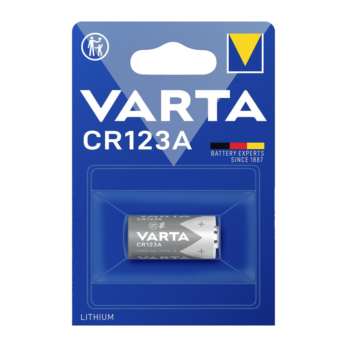 Varta CR123A 3V lithium battery, 1430mAh camera battery, long life