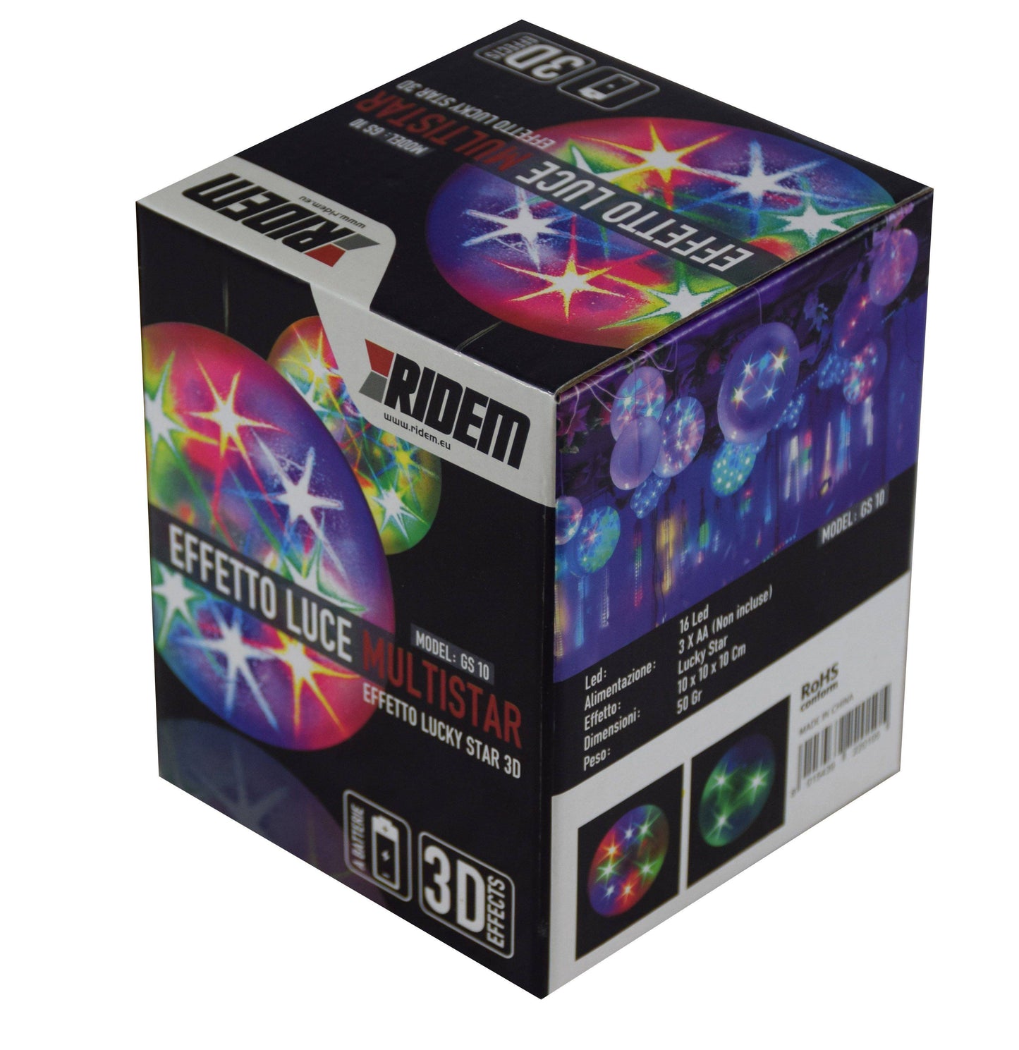 Karma Sfera luminosa con effetto luce stelle colorate, lampadina per festa con stelle colorate proiettate