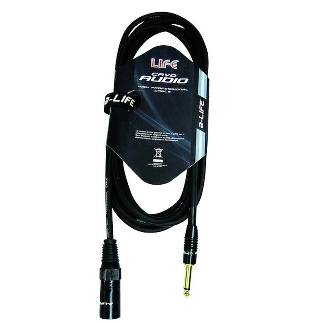 Life Cavo da Spina Maschio Jack 6,3 Mono a XLR Spina Maschio, cavo per microfono con connettori placcati oro, 3 metri