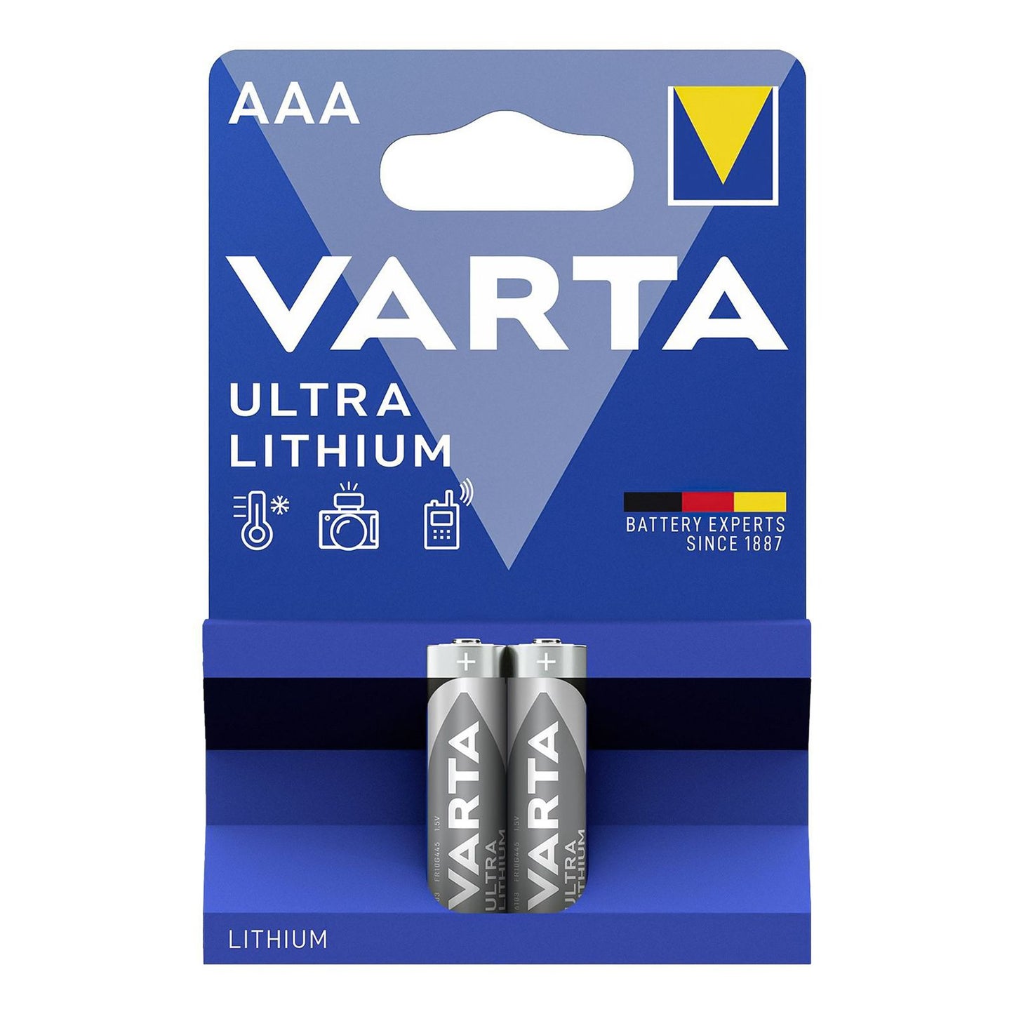 Varta Batteria mini stilo AAA 1.5V, batteria al litio ministilo 1100 mAh, confezione da 2