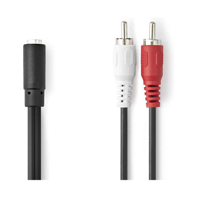 Nedis Cavo audio stereo, 2 cavi RCA maschio e uno 3.5 mm femmina, cavo audio stereo, 20 cm