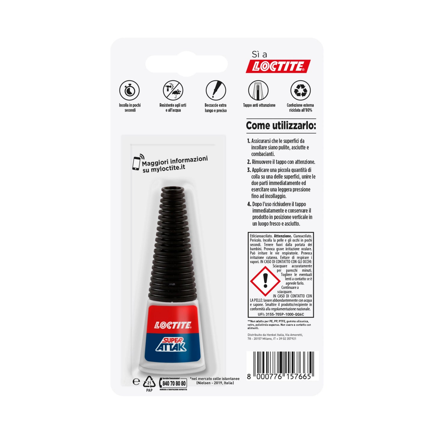 Loctite Super Attak Precision, colle liquide transparente avec buse extra longue, colle multi-matériaux, super colle 5,5 grammes
