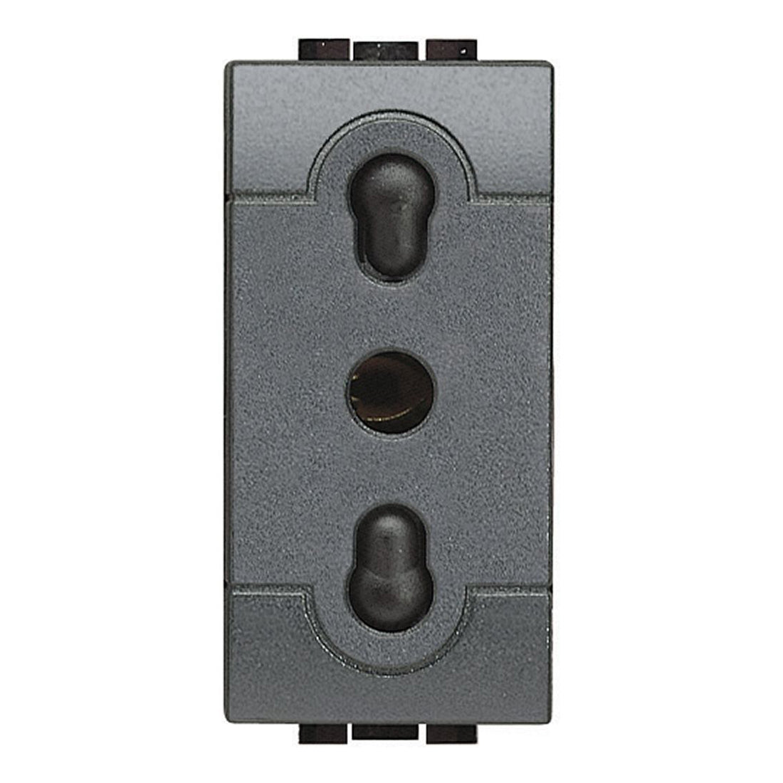 Bticino presa bipasso 2P+T 250 Vac, presa 10/16A con alveoli protetti, Interasse 19mm e 26mm colore antracite, serie living