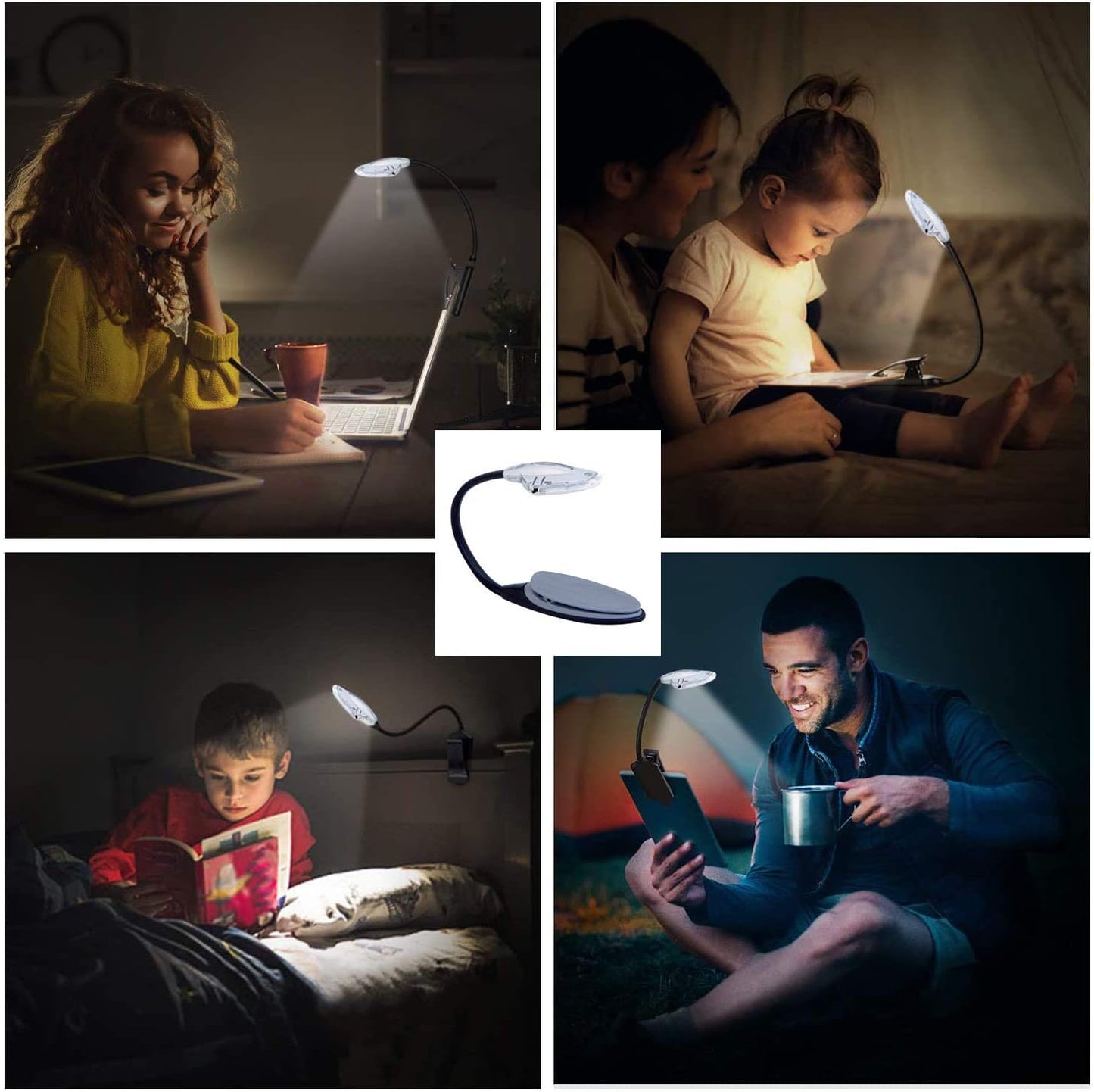 Velamp LED reading lamp, with flexible arm and universal clip, book light, reading light for books