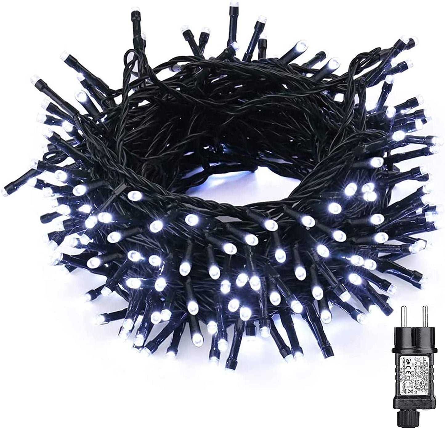 GESCO Indoor / outdoor light chain 15.5m, LED lights with 8 functions, 300 white LEDs, Christmas decorative LED lights, home lighting, light garland