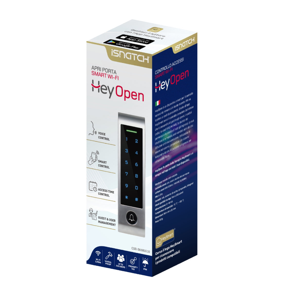 iSnatch HeyOpen Apriporta Wi-Fi impermeabile IP66 con tastiera, dispositivo smart per controllo accessi tramite card o PIN a 6 cifre, metallo antivandalo