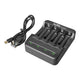 Alcapower Caricatore USB per batterie Ni-Cd e Ni-MH AA e AAA caricabatterie stilo, caricabatterie pile ricaricabili
