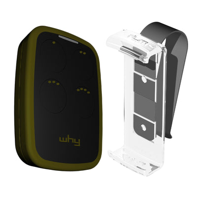 WHY EVO NOA Télécommande multi-fréquences à code tournant de 280 à 868 MHz avec Visor Clip, ouvre-portail programmable à auto-apprentissage, radiocommande large portée à 4 boutons, Deep Green
