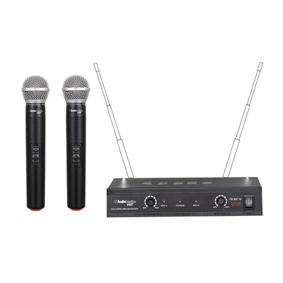 Audiodesign Fixed frequency VHF wireless microphone set, mute function on the microphone