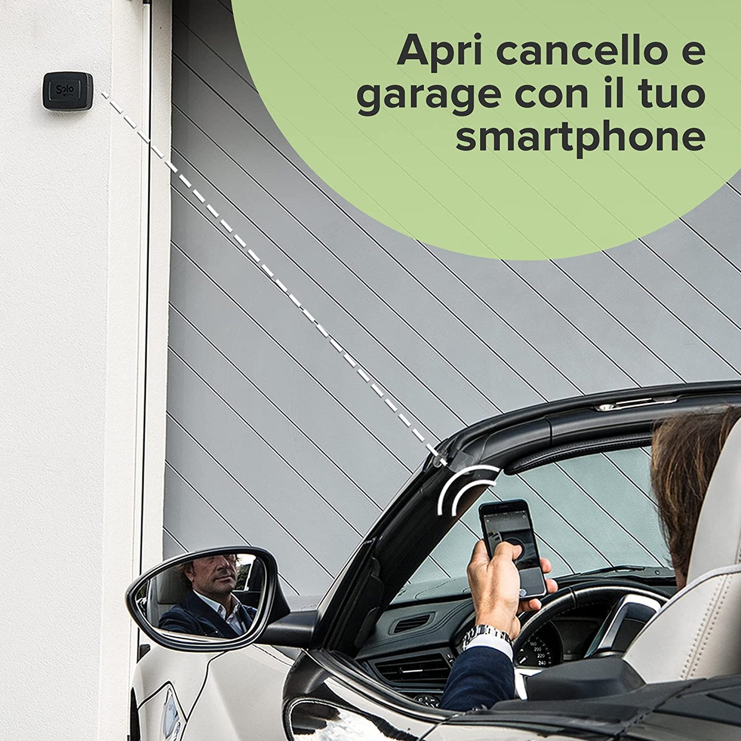 1Control SOLO 2 GEN, Apricancello Bluetooth senza Fili per Telefono/Smartphone per Aprire Cancelli e Porte Garage Controllati da Telecomando, x4 Cancelli e fino a 10 Utenti, Nero, Made in Italy